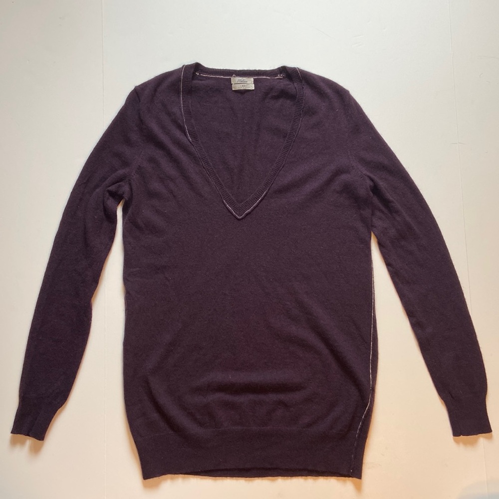 Wallace Madewell Eggplant/purple V-Neck Cashmere/wool Blend Sweater, Sz XS